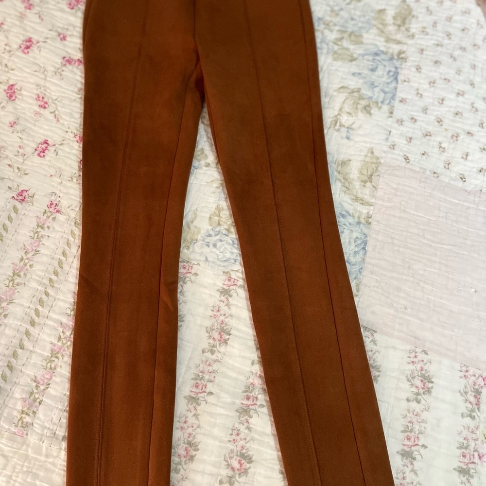 Anthropologie faux suede pants. Rusty brown shade. Size 25